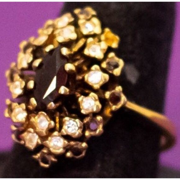 Vintage Intricate Oval Orchid Floral Gold Filled Ring by Lind - Q42 - Picture 3 of 4